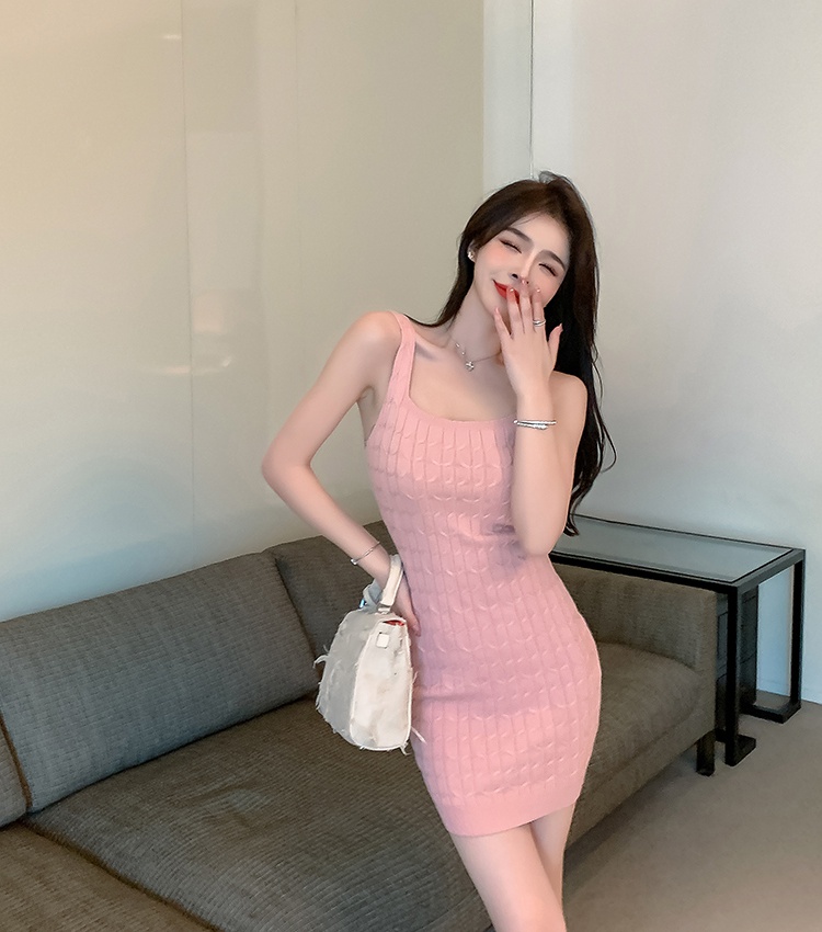 Sexy knitted sling fashion light dress for women