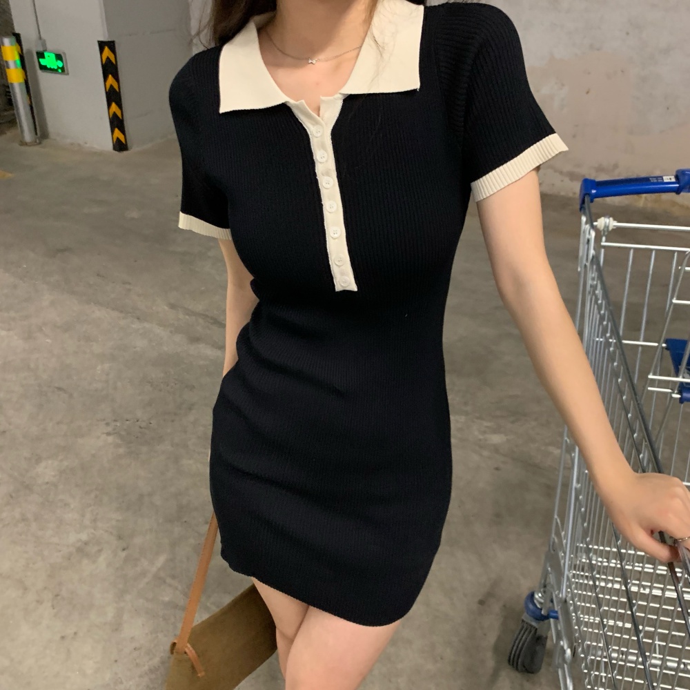 Slim high waist spicegirl short sleeve elasticity dress