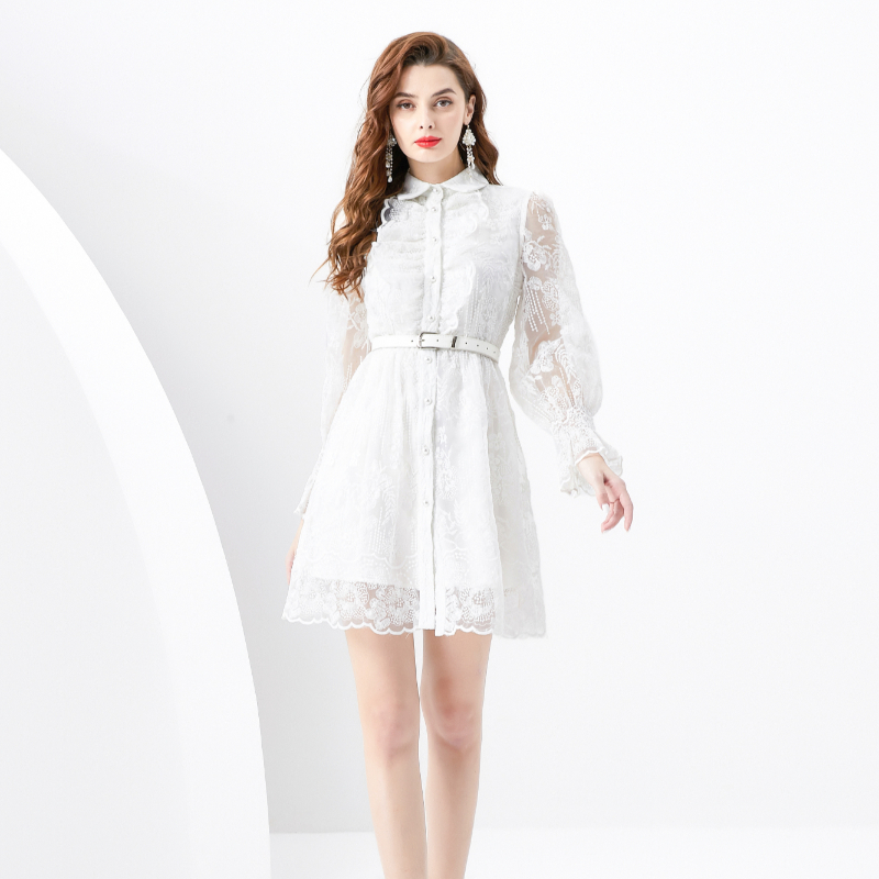 Embroidery spring and summer mini lace short dress