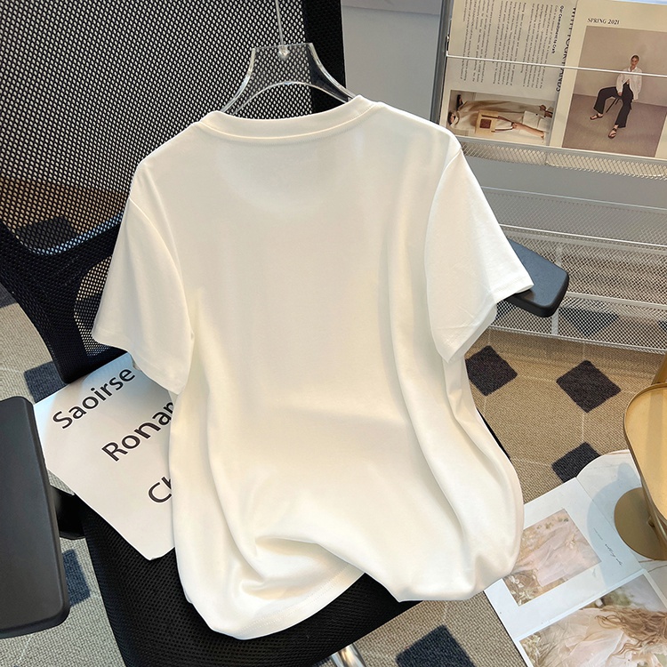 Short sleeve pure cotton niche tops temperament loose T-shirt
