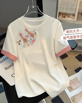 Short sleeve pure cotton T-shirt round neck tops