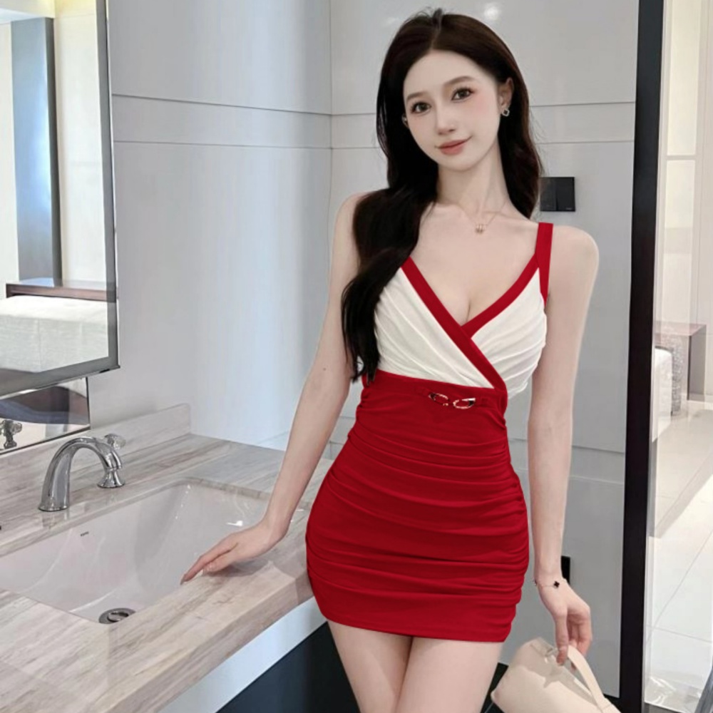 Tight sling package hip cotton high elastic sexy dress