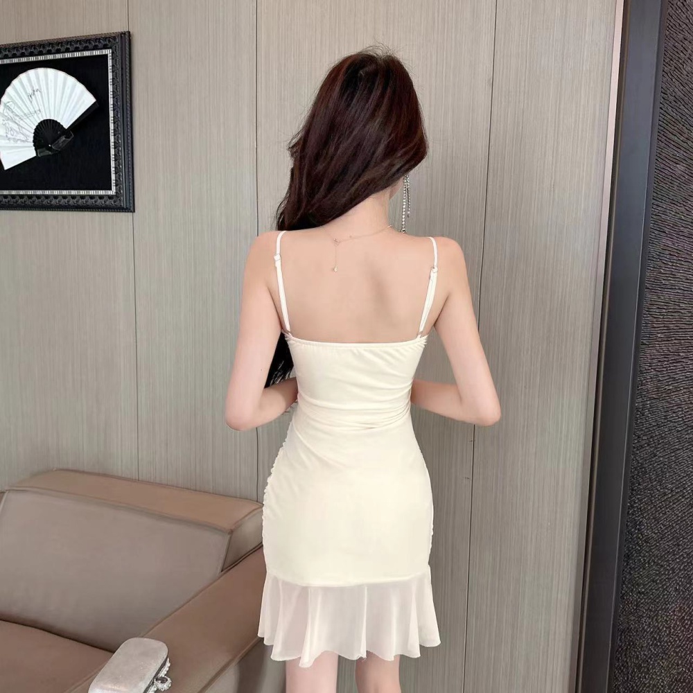 France style gauze temperament sexy clavicle slim dress
