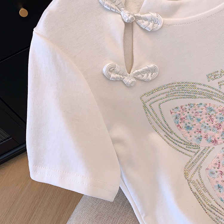 Sequins short sleeve T-shirt Korean style tops for women