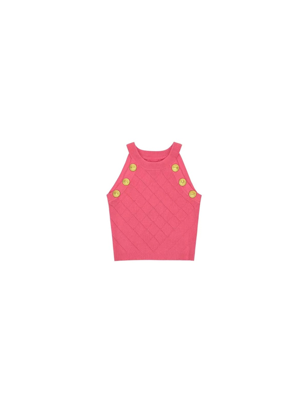 Gold buckle short tops slim stereoscopic vest for women