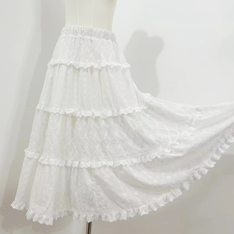 Cake white splice lady skirt ballet lace maiden long skirt