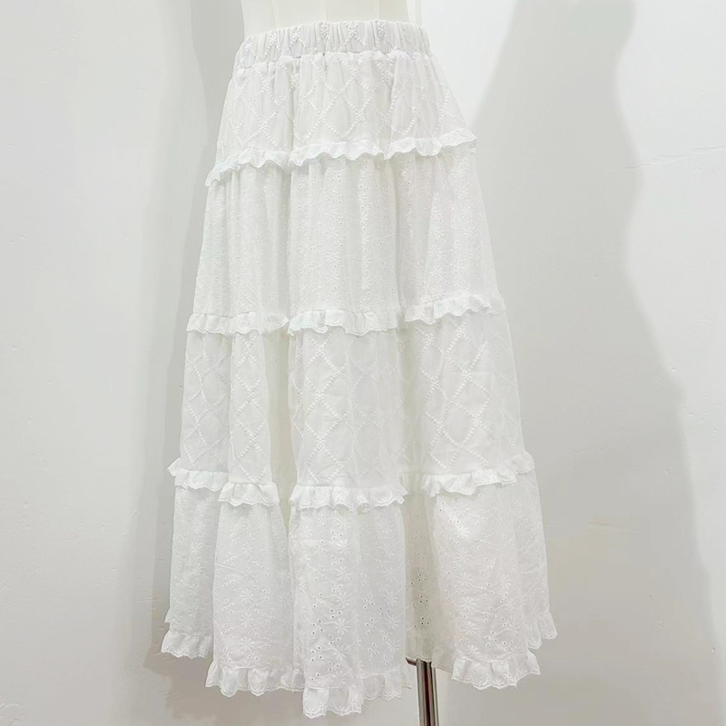 Cake white splice lady skirt ballet lace maiden long skirt