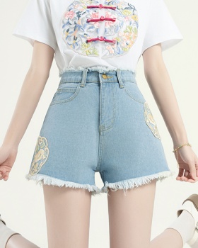 High waist personality short jeans A-line shorts