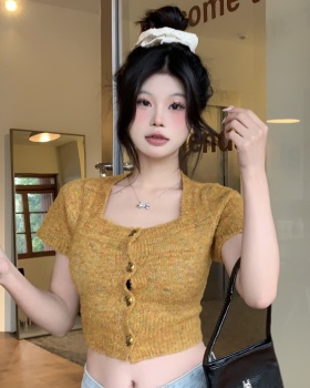 Six color short sleeve tops knitted all-match cardigan