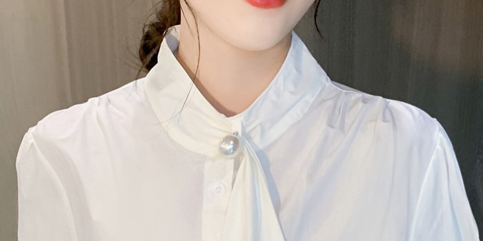 Spring bow shirt Casual white tops for women