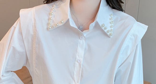 Beading all-match shirt Korean style spring tops for women