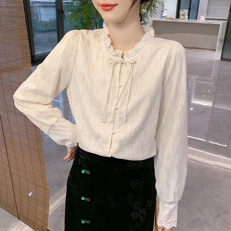Chinese style spring shirt long sleeve tops for women