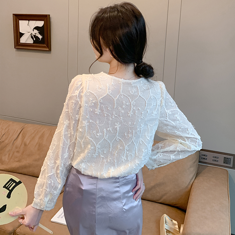 Casual long sleeve shirt round neck spring tops for women