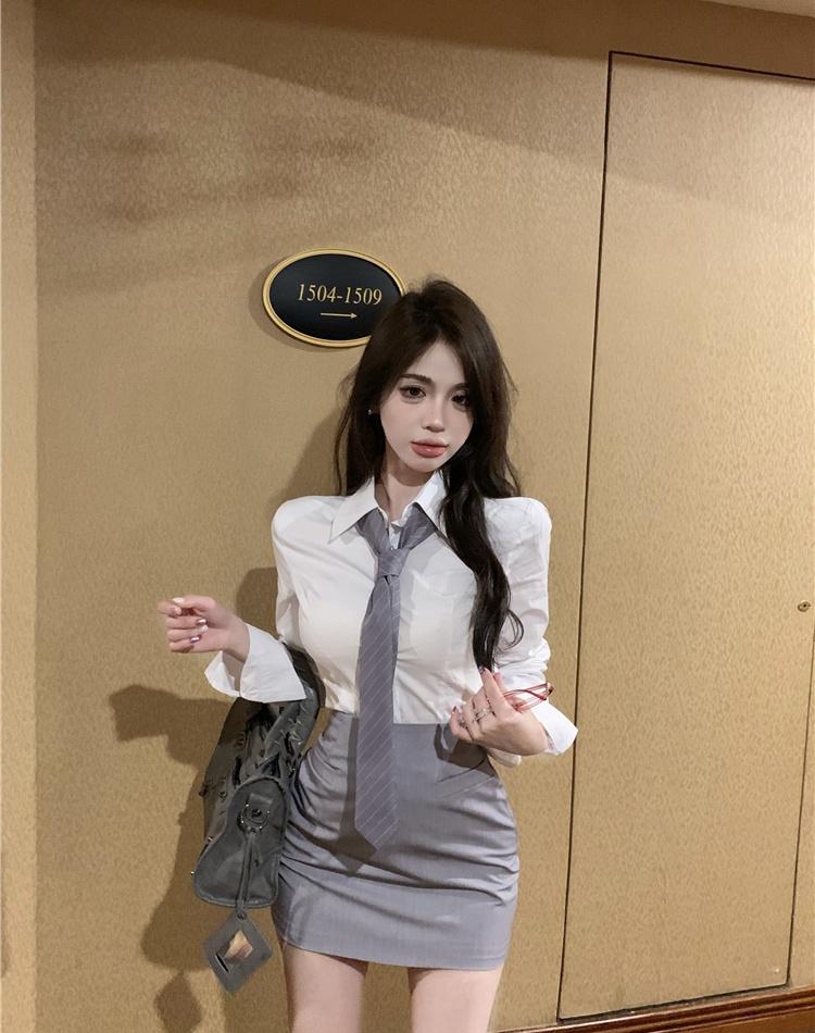 Package hip skirt Korean style shirt 2pcs set for women