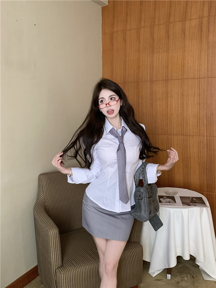 Package hip skirt Korean style shirt 2pcs set for women