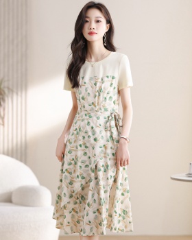 Short sleeve floral summer dress for women