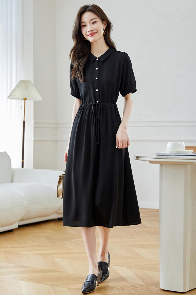 Chiffon shirt France style long dress for women