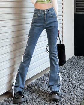Slim spring long pants bandage Casual jeans