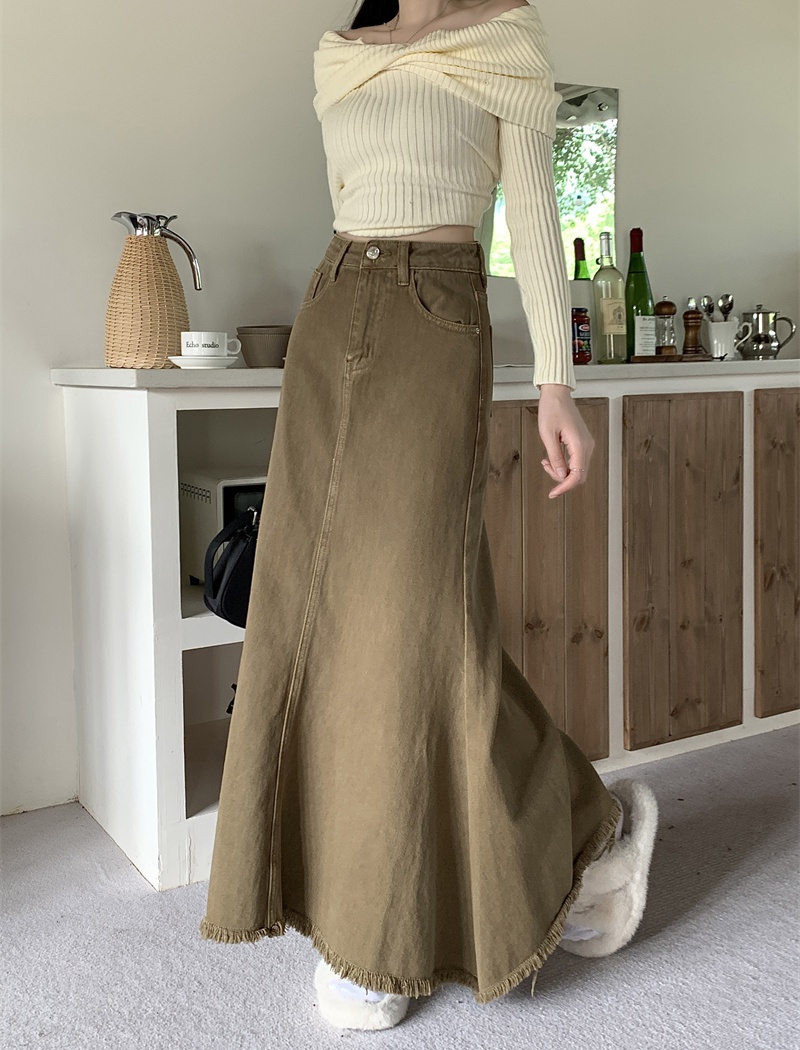 Spring and summer denim skirt large yard long skirt