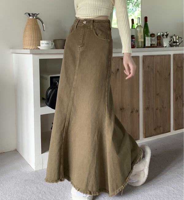 Spring and summer denim skirt large yard long skirt