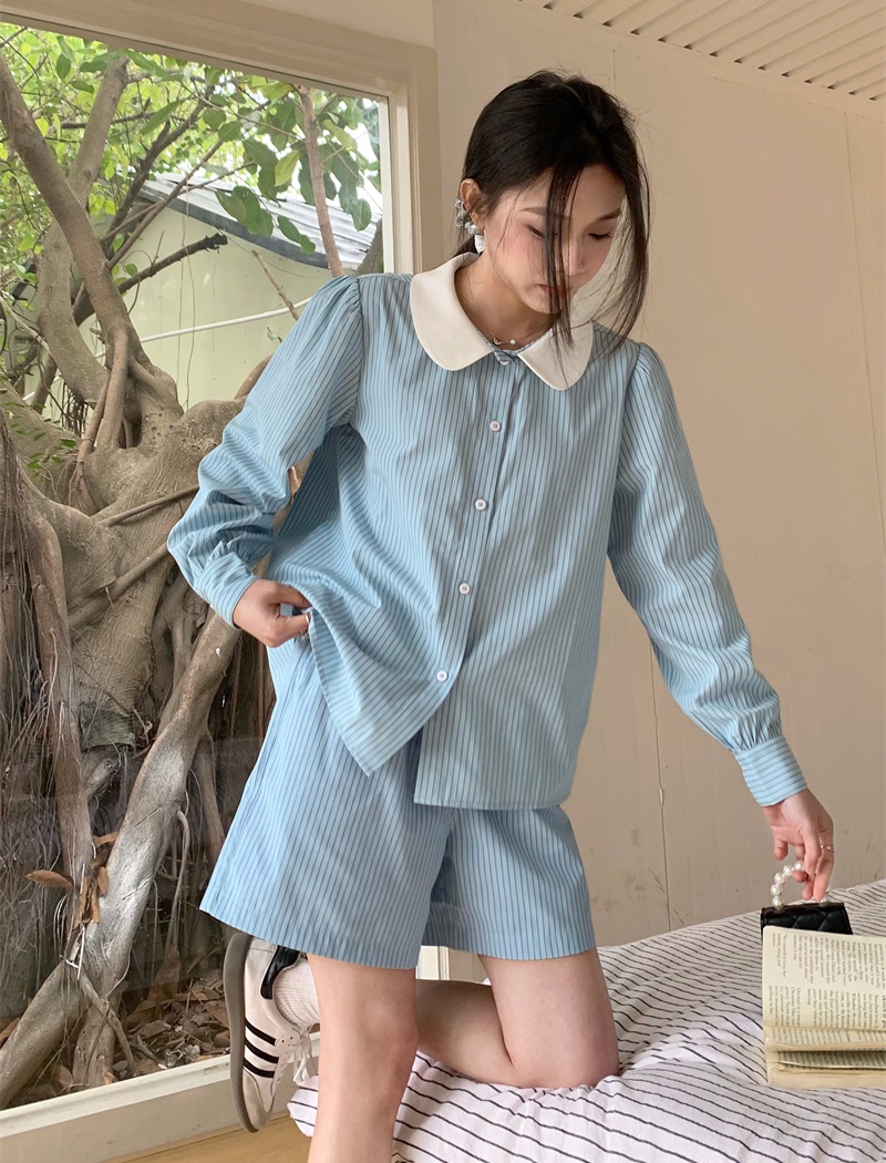 Long sleeve shorts spring and autumn shirt a set for women