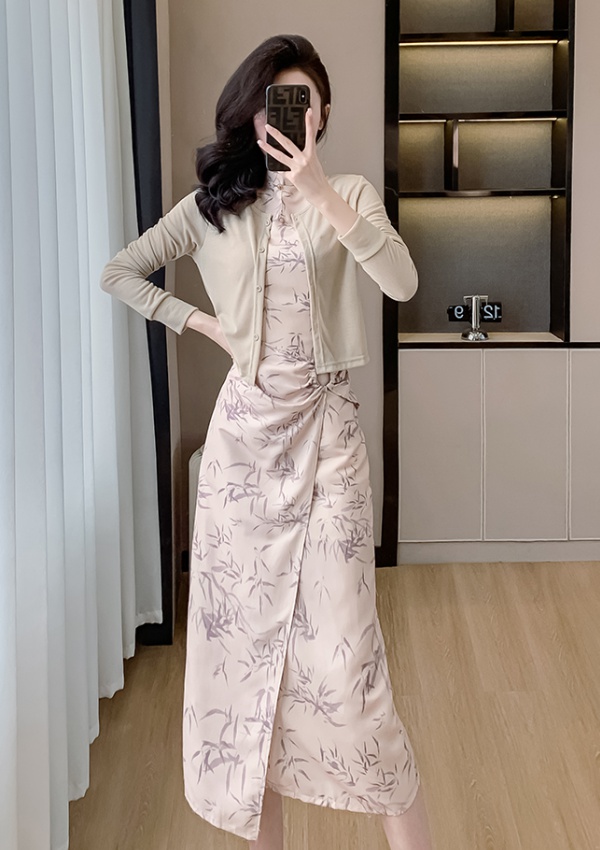 Temperament dress Chinese style cheongsam 2pcs set for women