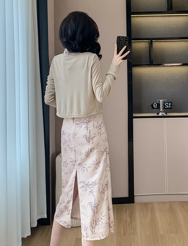 Temperament dress Chinese style cheongsam 2pcs set for women