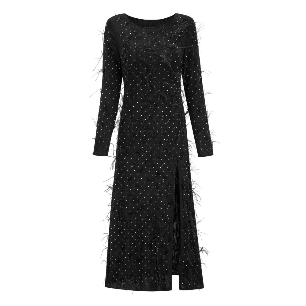 Rhinestone pullover long dress long sleeve fashion dress