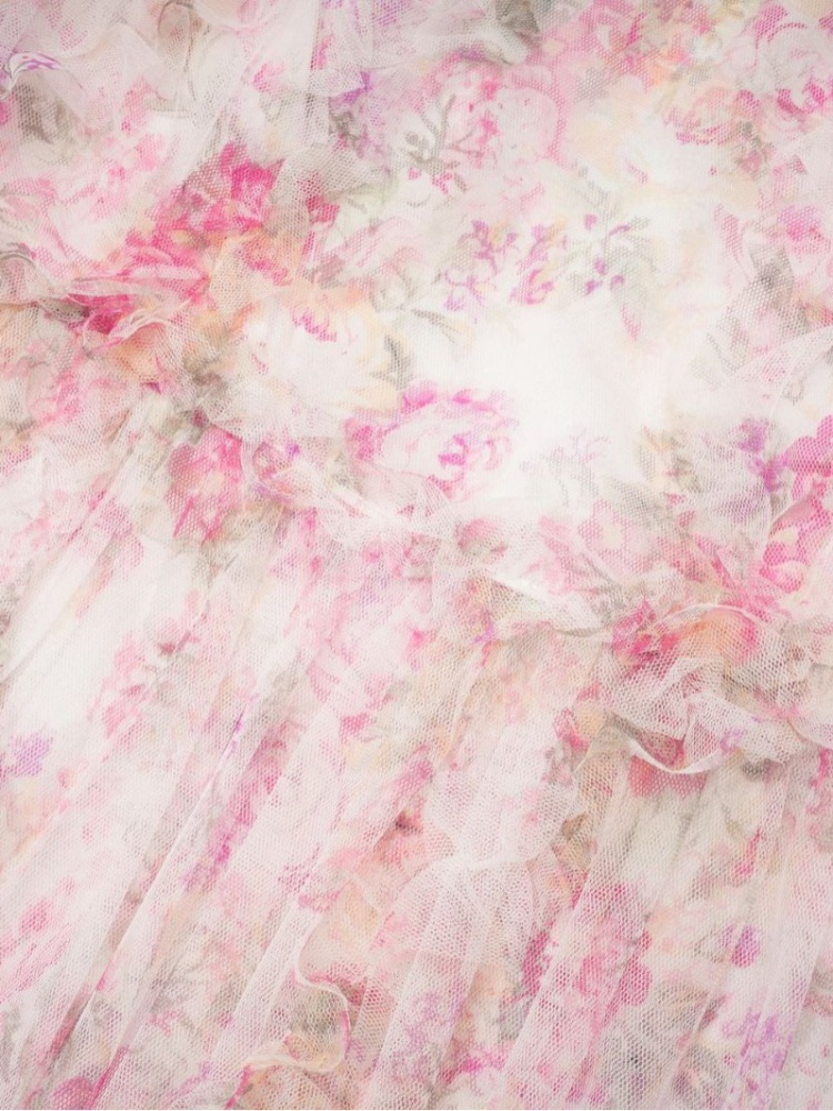 Floral pink formal dress long sleeve sweet dress