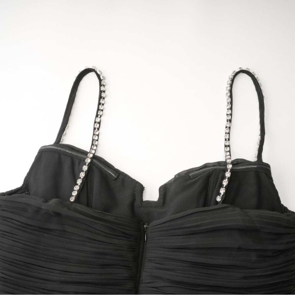 Light luxury high waist long dress sling black dress