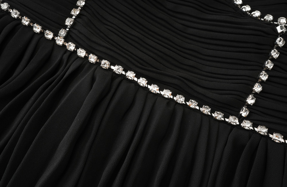 Light luxury high waist long dress sling black dress