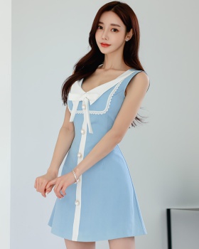 V-neck loose Korean style bow spring and summer dress