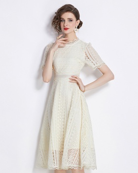 Light luxury lace fashion hollow long slim dress