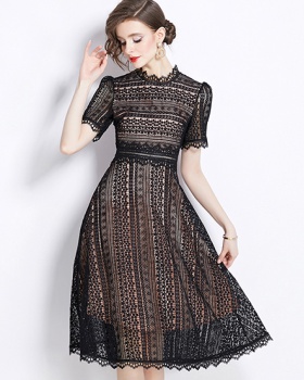 Hollow long lace slim fashion light luxury dress