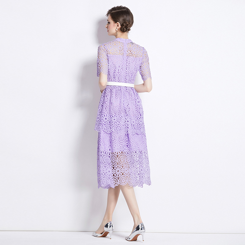 Lace hollow fashion light luxury long slim dress