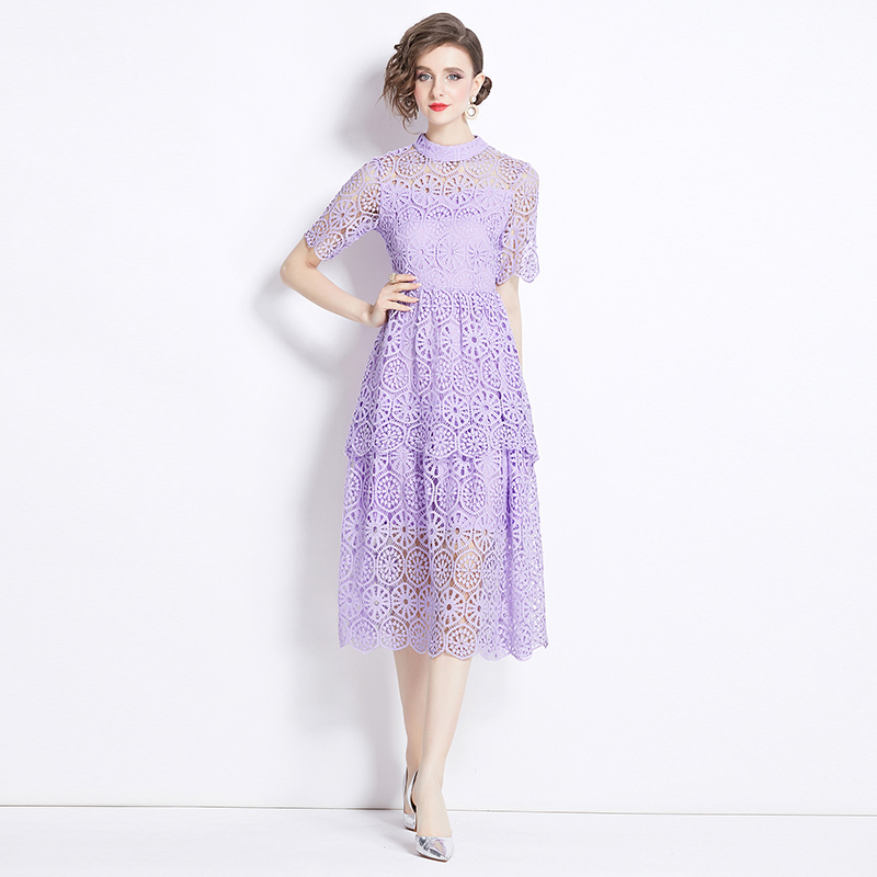 Lace hollow fashion light luxury long slim dress