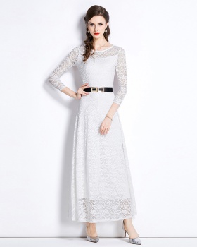 Lace embroidery A-line dress