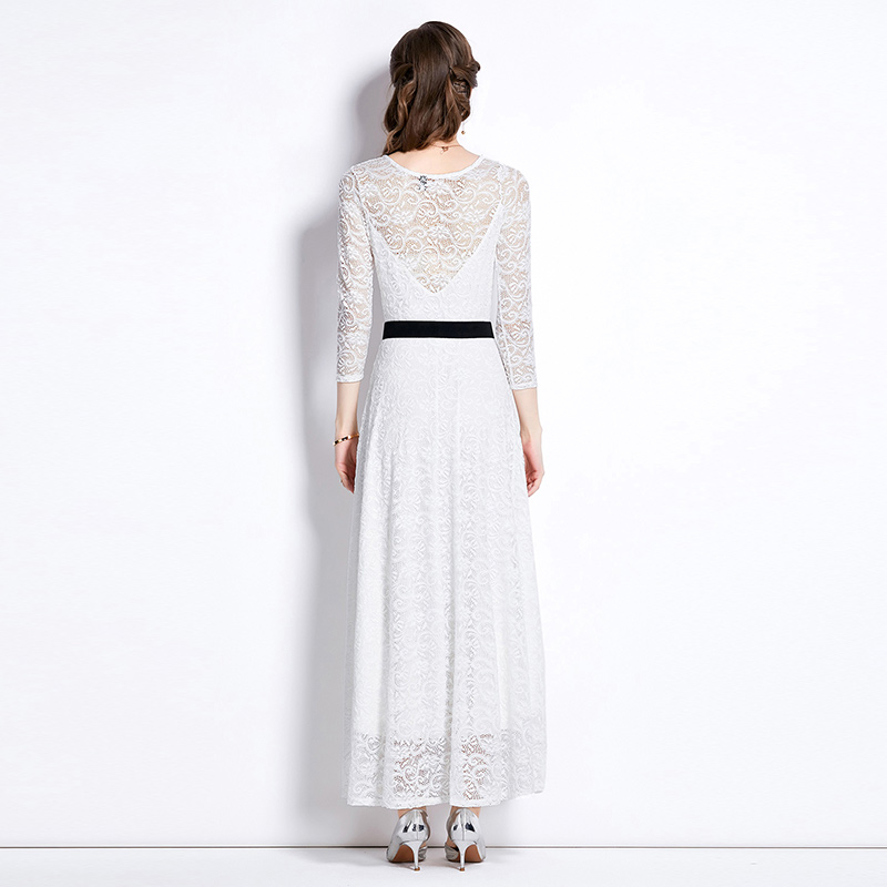 Lace embroidery A-line dress