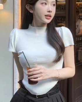 Pure puff sleeve sweater short sleeve tops for women