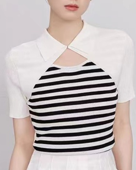 Pseudo-two summer sweater all-match tops for women