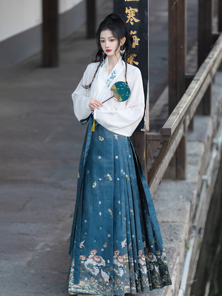 Chinese style horse-face skirt 2pcs set