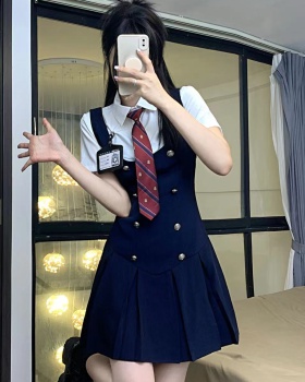 College style strap dress Japanese style shirt a set