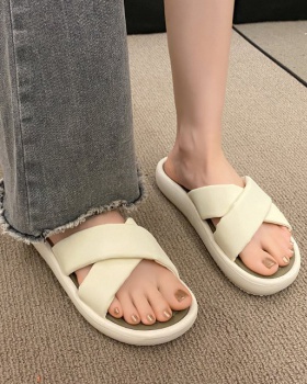 Fish mouth Korean style slippers flat shoes for women