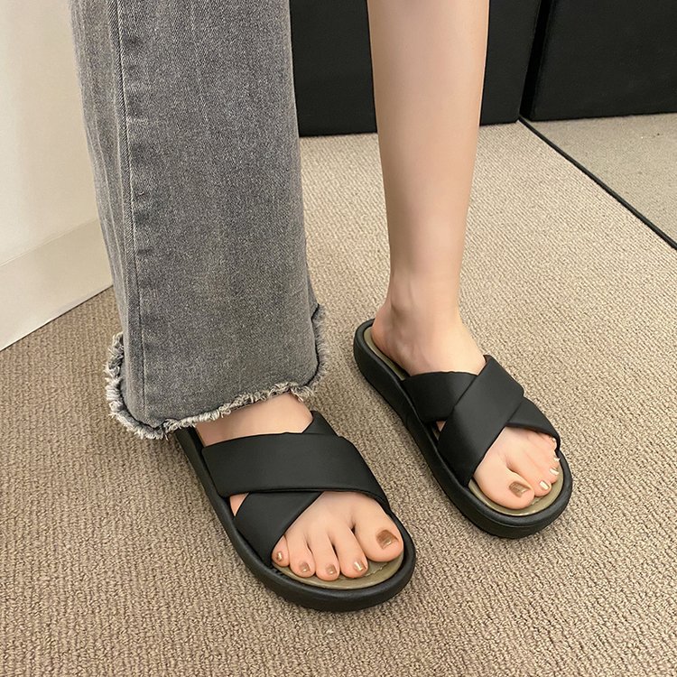 Fish mouth Korean style slippers flat shoes for women