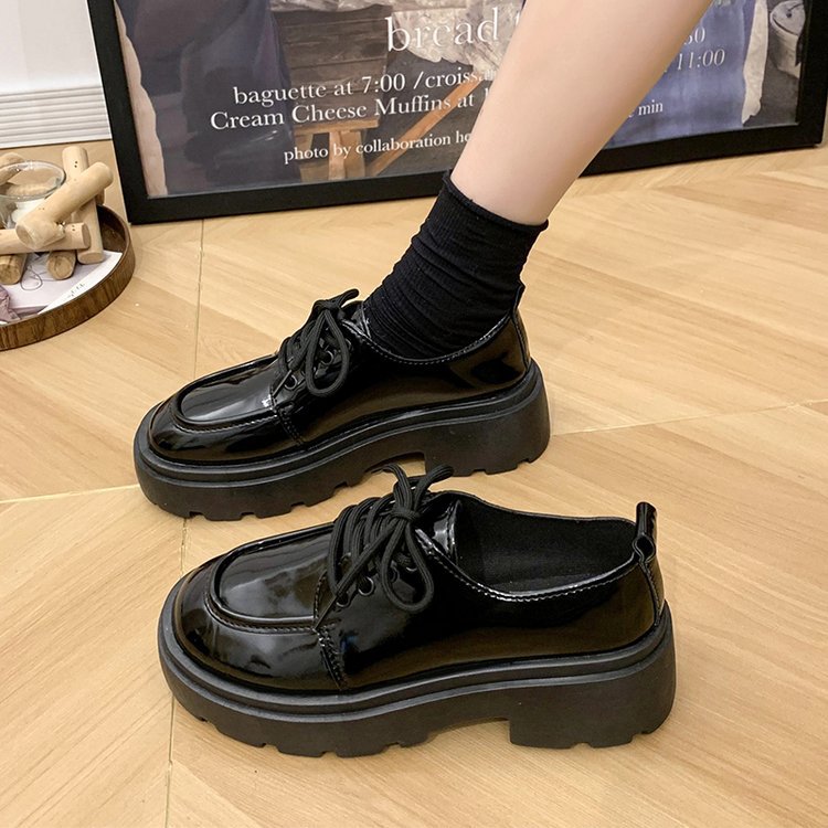 Small Casual shoes thick crust British style leather shoes