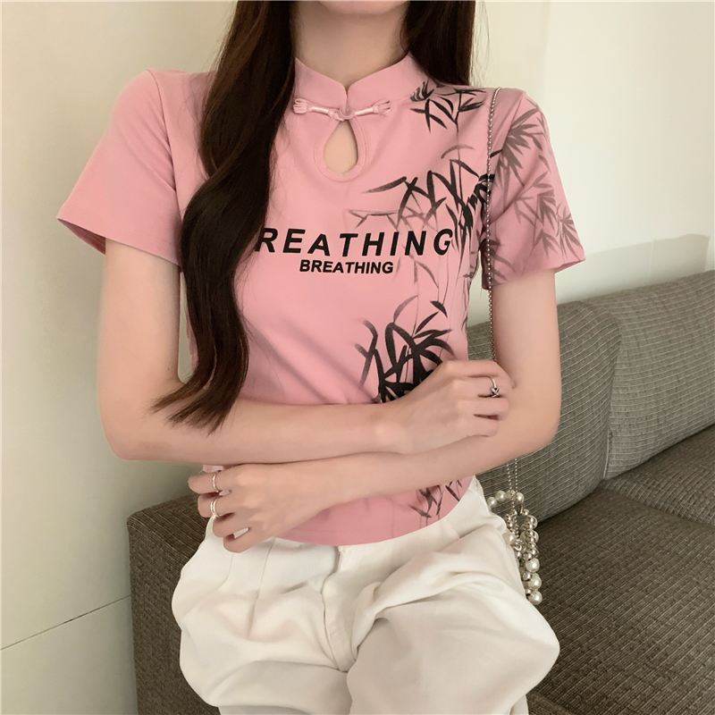 Chinese style temperament tops all-match T-shirt