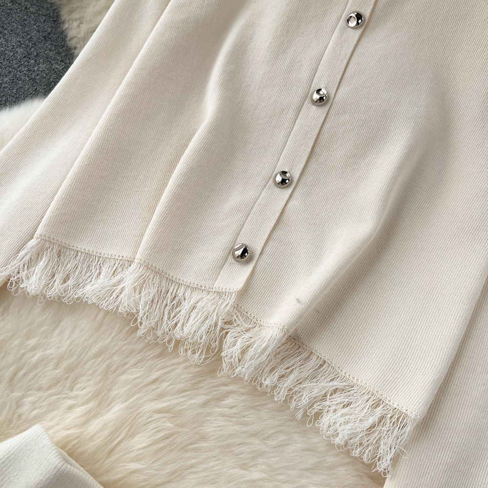 Short all-match cardigan tassels temperament skirt 2pcs set