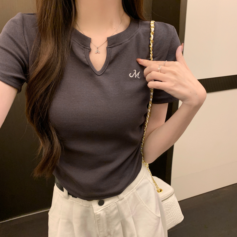 Short sleeve tops simple T-shirt for women