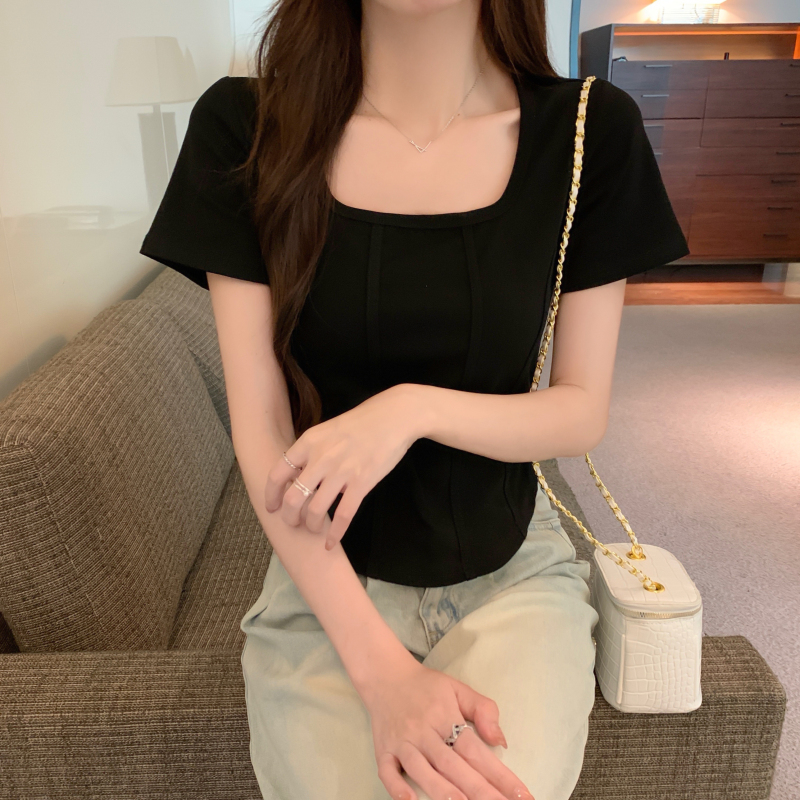 Korean style simple T-shirt short sleeve tops for women