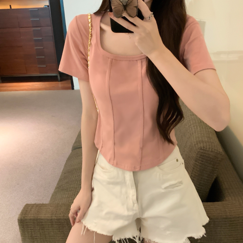 Korean style simple T-shirt short sleeve tops for women